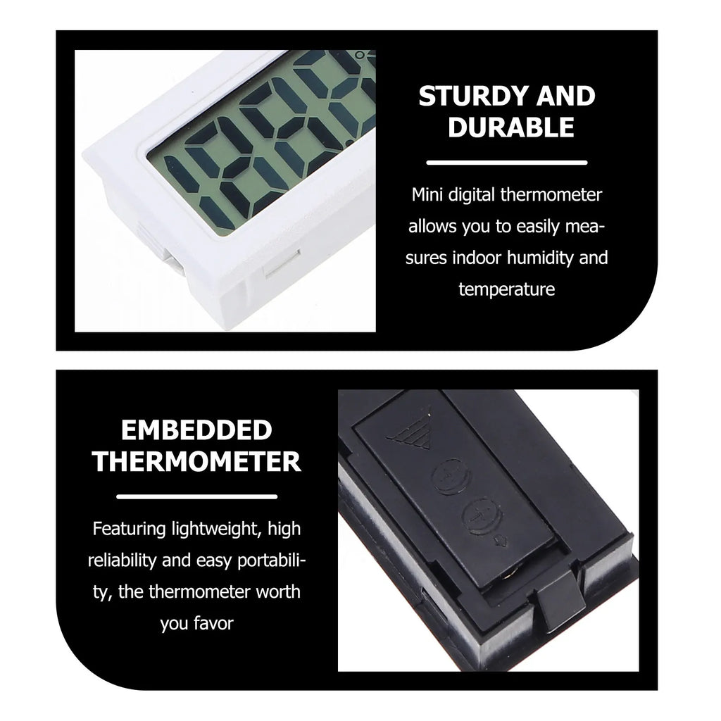 2Pcs Embedded Thermometer Digital Display Mini Electronic Refrigerator Temperature Gauge Fast Response Portable Home Monitoring