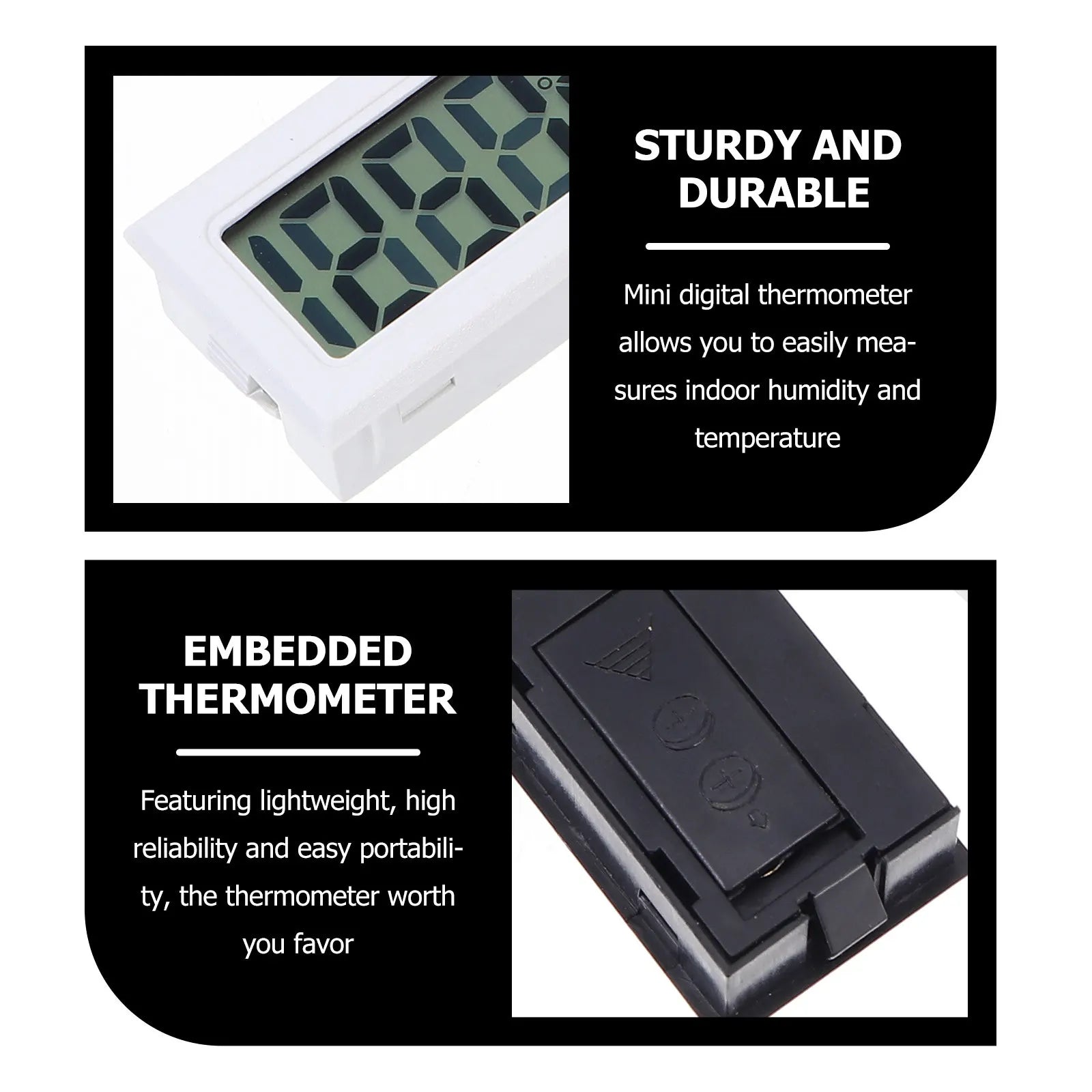 2Pcs Embedded Thermometer Digital Display Mini Electronic Refrigerator Temperature Gauge Fast Response Portable Home Monitoring