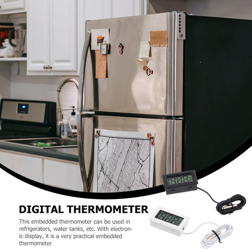2Pcs Embedded Thermometer Digital Display Mini Electronic Refrigerator Temperature Gauge Fast Response Portable Home Monitoring